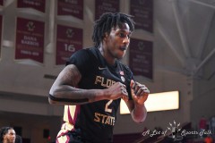 CHESTNUT HILL, MA - FEBRUARY 06:  Florida State Seminoles forward Jamir Watkins (2) reacts after dunking the ball during the college basketball game between the Florida State Seminoles and the Boston College Eagles on February 6, 2024 at Conte Forum in Chestnut Hill, MA. (Photo by Erica Denhoff/A Lot of Sports Talk)