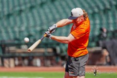 BALTIMORE — JULY 11: Baltimore Orioles shortstop Gunnar Henderson (2) takes batting practice prior to the game against the Chicago Cubs inside Oriole Park at Camden Yards on July 11, 2024, in Baltimore, Maryland. (Gregory Fisher/A Lot of Sports Talk)