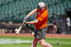 BALTIMORE — JULY 11: Baltimore Orioles shortstop Gunnar Henderson (2) takes batting practice prior to the game against the Chicago Cubs inside Oriole Park at Camden Yards on July 11, 2024, in Baltimore, Maryland. (Gregory Fisher/A Lot of Sports Talk)