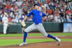 BALTIMORE — JULY 11: Chicago Cubs pitcher Drew Smyly (11) delivers a pitch against the Baltimore Orioles during the eighth inning inside Oriole Park at Camden Yards on July 11, 2024, in Baltimore, Maryland. (Gregory Fisher/A Lot of Sports Talk)