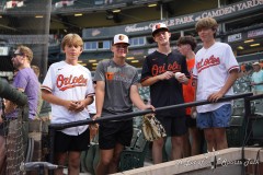 BALTIMORE — JULY 11:  Young Baltimore Orioles fans wait for an autograph opportunity prior to the game against the Chicago Cubs inside Oriole Park at Camden Yards on July 11, 2024, in Baltimore, Maryland. (Gregory Fisher/A Lot of Sports Talk)