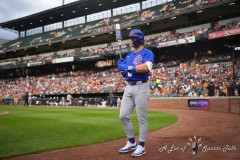 BALTIMORE — JULY 11: Chicago Cubs second baseman Nico Hoerner (2) waits on deck prior to the start of the first inning against the Baltimore Orioles inside Oriole Park at Camden Yards on July 11, 2024, in Baltimore, Maryland. (Gregory Fisher/A Lot of Sports Talk)