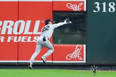 BALTIMORE — JULY 12: New York Yankees right fielder Juan Soto (22) attempts to catch Baltimore Orioles third baseman Ramon Urias (not pictured) RBI triple during the second inning inside Oriole Park at Camden Yards on July 12, 2024, in Baltimore, Maryland. (Gregory Fisher/A Lot of Sports Talk)