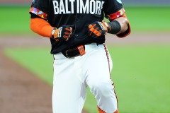 BALTIMORE — JULY 12: Baltimore Orioles third baseman Ramon Urias (29) slides safely into third base with an RBI triple against the New York Yankees during the second inning inside Oriole Park at Camden Yards on July 12, 2024, in Baltimore, Maryland. (Gregory Fisher/A Lot of Sports Talk)