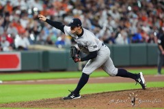 BALTIMORE — JULY 12: New York Yankees pitcher Tommy Kahnle (41) delivers a pitch against the Baltimore Orioles during the seventh inning inside Oriole Park at Camden Yards on July 12, 2024, in Baltimore, Maryland. (Gregory Fisher/A Lot of Sports Talk)