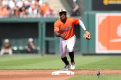 Baltimore, MD - June 1, 2024: Baltimore Orioles second base Jorge Mateo (3) in action during the game between the Baltimore Orioles and Tampa Bay Rays at  Oriole Park at Camden Yards in Baltimore, MD.   (Photo by Elliott Brown/A Lot of Sports Talk)