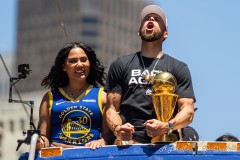 Ayesha Curry and Steph Curry- Warriors Championship Parade in San Francisco, California on June 20, 2022. (Photo by Chris Tuite)