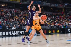 INDIANAPOLIS, INDIANA - MARCH 04: B1G Ten Womens Tournament Quarterfinals game between Iowa and Northwestern at Gainbridge Fieldhouse on March 04, 2022 in Indianapolis, IN. (Photo by Aaron J. / ALOST)
