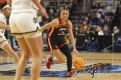 ALBANY, NEW YORK – MARCH 29:  Oregon State gardeners DONOVYN HUNTER (4) drives to the basket during the 2024 NCAA Women’s Basketball Tournament Albany 1 Regional semifinal at MVP Arena on March 29, 2024, in Albany, N.Y.  (Scotty Rausenberger/A Lot of Sports Talk)