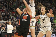 ALBANY, NEW YORK – MARCH 29:  Oregon State guard TALIA VON OELHOFFEN (22) puts up a diving lay-up  during the 2024 NCAA Women’s Basketball Tournament Albany 1 Regional semifinal at MVP Arena on March 29, 2024, in Albany, N.Y.  (Scotty Rausenberger/A Lot of Sports Talk)
