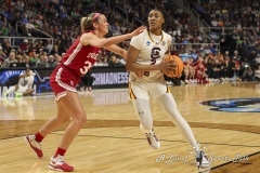 ALBANY, NEW YORK – MARCH 29:  South Carolina forward ASHLYN WATKINS (2) drives to the basket past Indiana guard SYDNEY PARRISH (33) during the 2024 NCAA Women’s Basketball Tournament Albany 1 Regional semifinal at MVP Arena on March 29, 2024, in Albany, N.Y.  (Scotty Rausenberger/A Lot of Sports Talk)