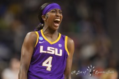 ALBANY, NEW YORK – MARCH 30: LSU guard FLAU’JAE JOPHNSON (4) lets out some emotion after a made basket during the 2024 NCAA Women’s Basketball Tournament Albany 2 Regional semifinal at MVP Arena on March 30, 2024, in Albany, N.Y.  (Scotty Rausenberger/A Lot of Sports Talk)