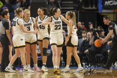 ALBANY, NEW YORK – APRIL 1:  Iowa guard CAITLIN CLARK (22) lets out some emotion during the 2024 NCAA Women’s Basketball Tournament Albany 2 Regional Final at MVP Arena on April 1, 2024, in Albany, N.Y.  (Scotty Rausenberger/A Lot of Sports Talk)