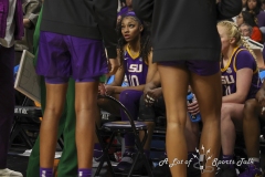 ALBANY, NEW YORK – APRIL 1:  LSU forward ANGEL REESE looks on in the team huddle during the 2024 NCAA Women’s Basketball Tournament Albany 2 Regional Final at MVP Arena on April 1, 2024, in Albany, N.Y.  (Scotty Rausenberger/A Lot of Sports Talk)
