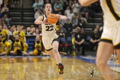 ALBANY, NEW YORK – APRIL 1:  Iowa guard CAITLIN CLARK (22) passes the ball up-court during the 2024 NCAA Women’s Basketball Tournament Albany 2 Regional Final at MVP Arena on April 1, 2024, in Albany, N.Y.  (Scotty Rausenberger/A Lot of Sports Talk)