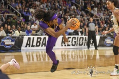 ALBANY, NEW YORK – APRIL 1:  LSU guard ANEESAH MORROW (24) makes a diving attempt at saving the ball from going out of bounds during the 2024 NCAA Women’s Basketball Tournament Albany 2 Regional Final at MVP Arena on April 1, 2024, in Albany, N.Y.  (Scotty Rausenberger/A Lot of Sports Talk)