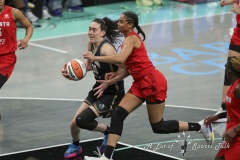 BROOKLYN , NEW YORK— SEPTEMBER 22:  New York Liberty forward Breanna Stewart (30) drives to the basket  during the playoff game between New York Liberty and Atlanta Dream at the Barclays Center on September 22, 2024, in Brooklyn, N.Y. (Scotty Rausenberger/A Lot of Sports Talk)